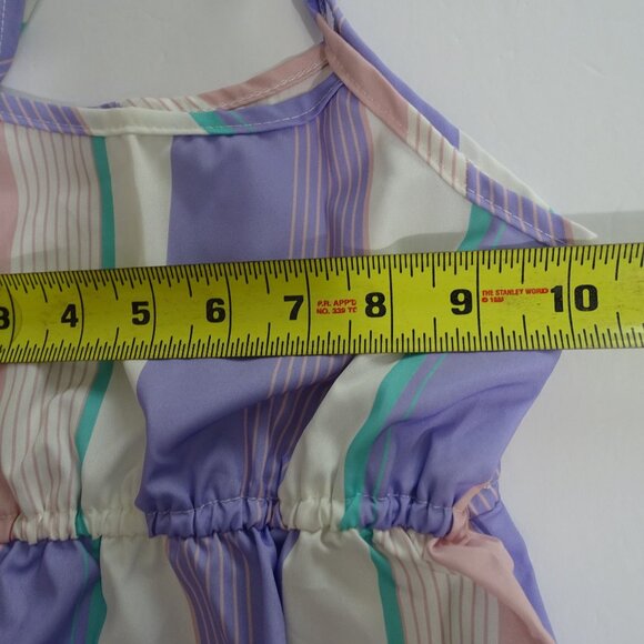Shein Striped Pastel Sleeveless Ruffle Hem Dress Girls Size 4 Years Purple Pink - Picture 6 of 7